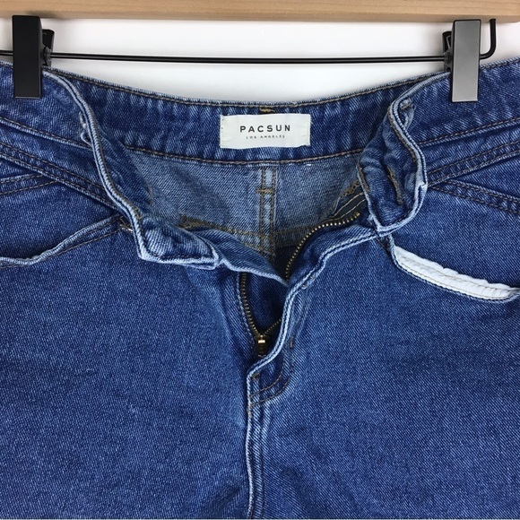 PACSUN Mom Short High Rise Waist Jean Denim Double Yoke Western Flair Size 28 - Picture 2 of 11